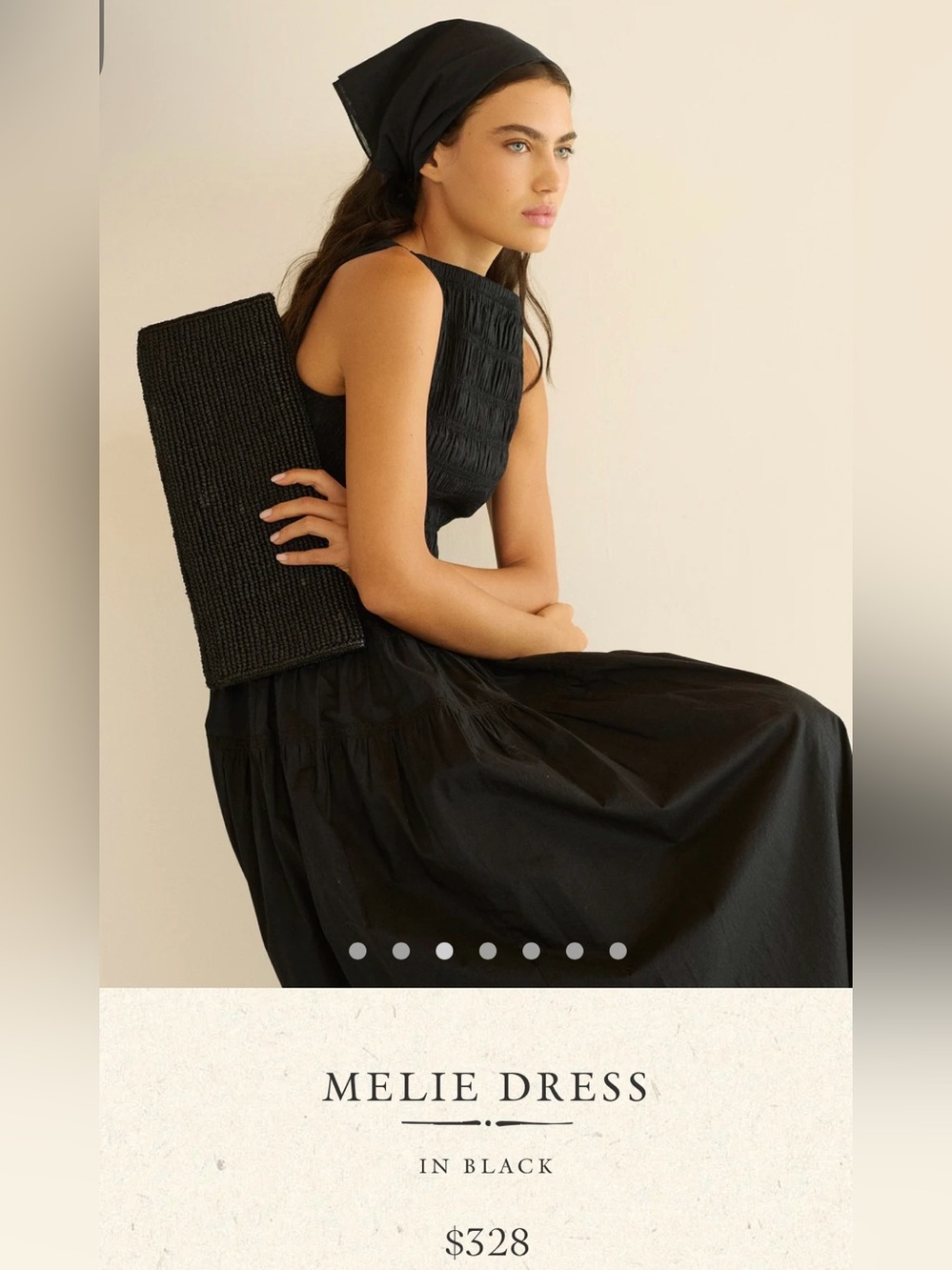 Doen Melie Black Midi Dress with Smocked Bodice